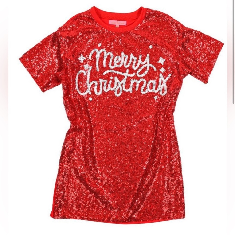 NWT Simply Southern Ladies Sequin Red Dress -MERRY Christmas SZ L/XL 🎄🎄🎄 - Picture 2 of 6